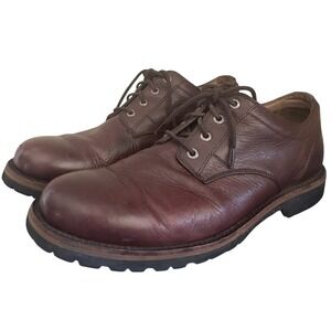 HS Trask Mens 10.5 Oxford Shoes Brown Leather Sportsman ES Rubber Lug Sole Work